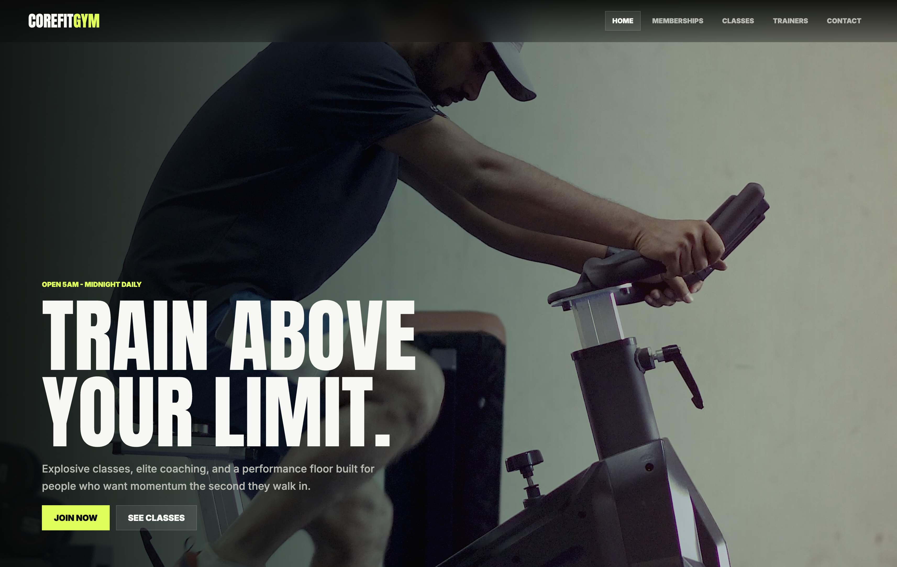 CoreFit Gym demo website screenshot